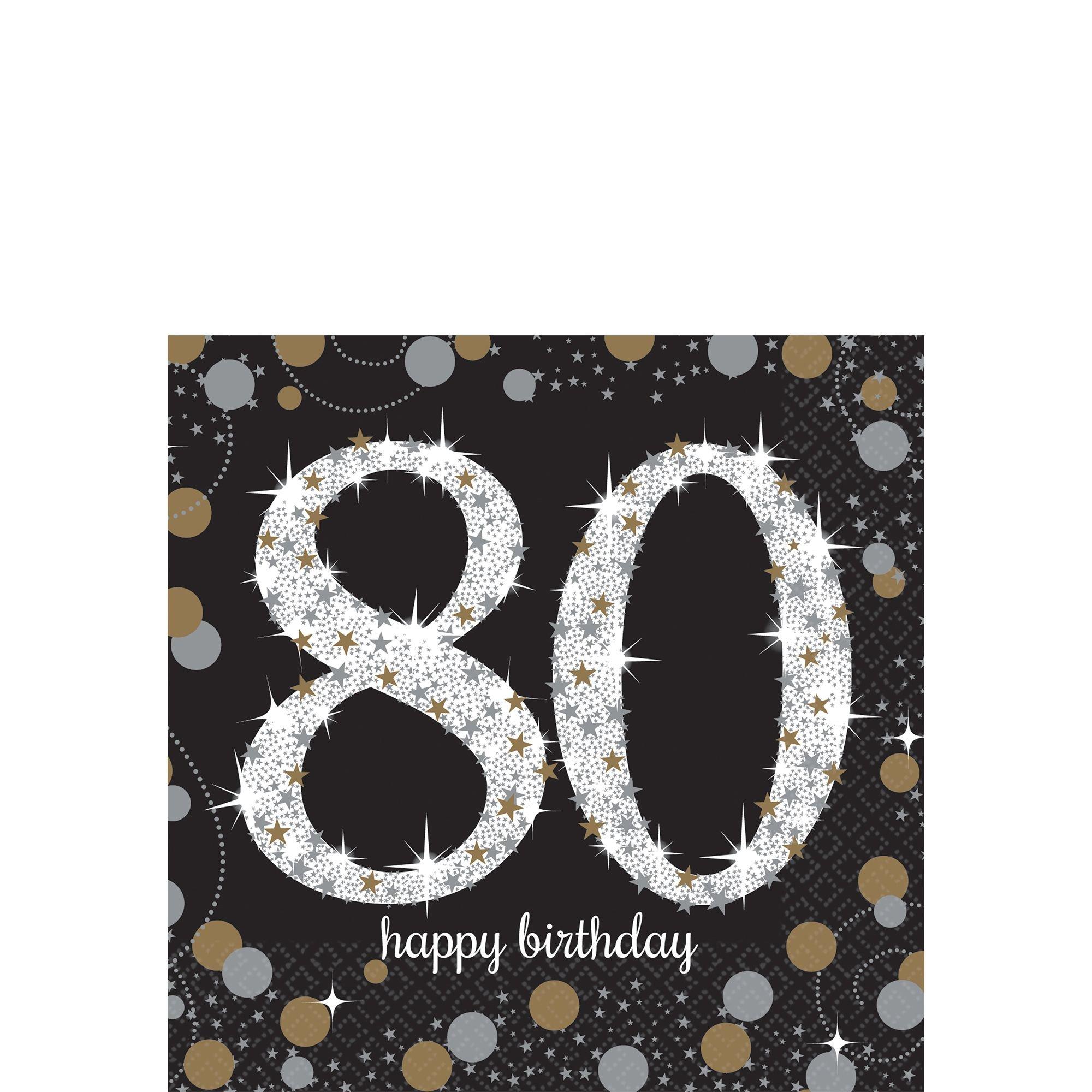 80th Birthday Beverage Napkins 16ct - Sparkling Celebration 