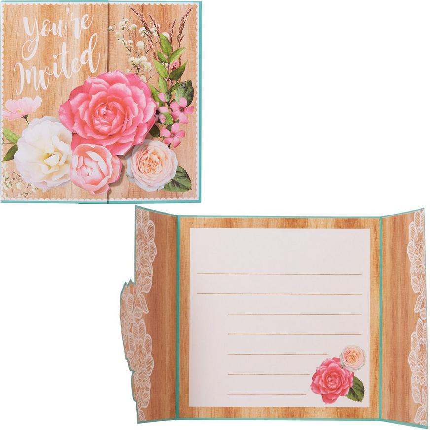 Floral & Lace Rustic Wedding Invitations 8ct