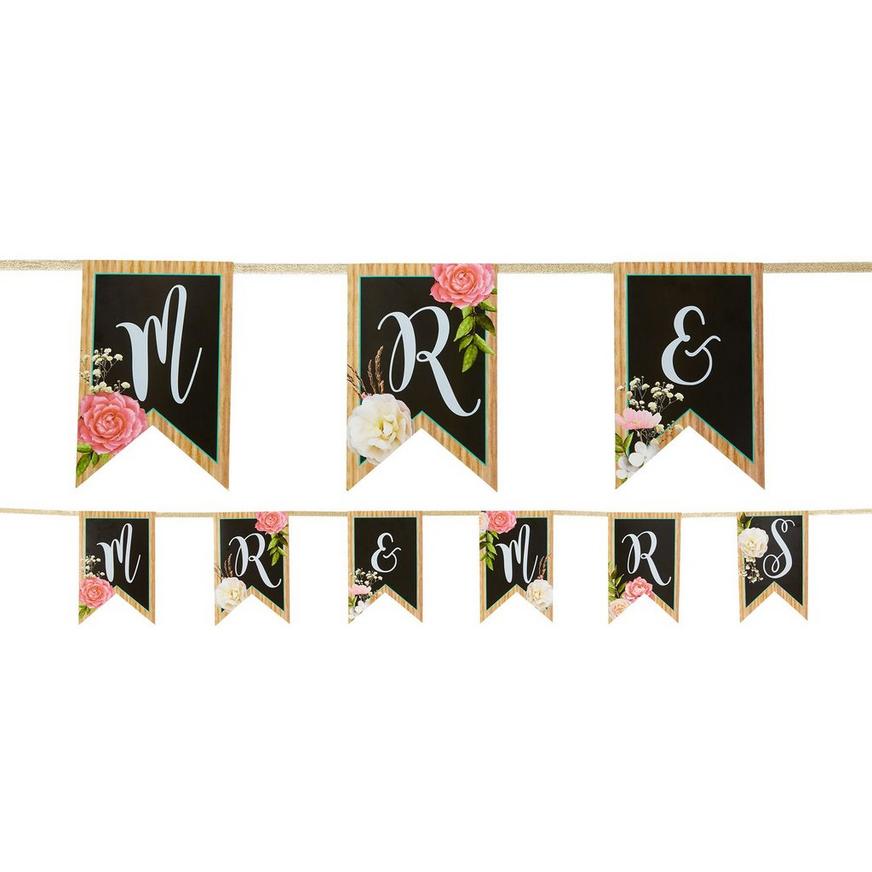 Floral & Lace Rustic Wedding Pennant Banner