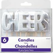Silver Cheers Toothpick Candle Set 6pc