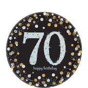 Prismatic 70th Birthday Dessert Plates 8ct - Sparkling Celebration 