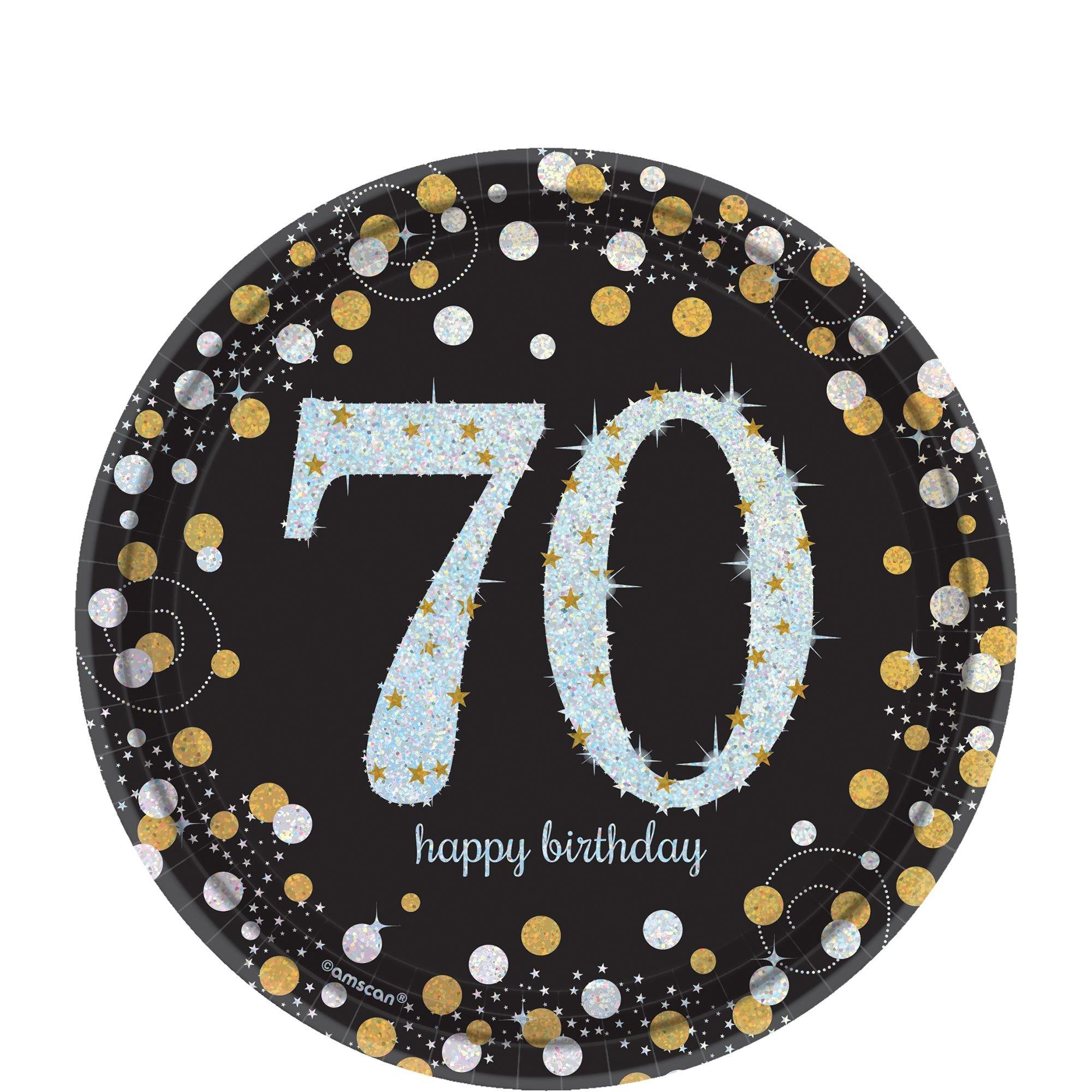 Prismatic 70th Birthday Dessert Plates 8ct - Sparkling Celebration