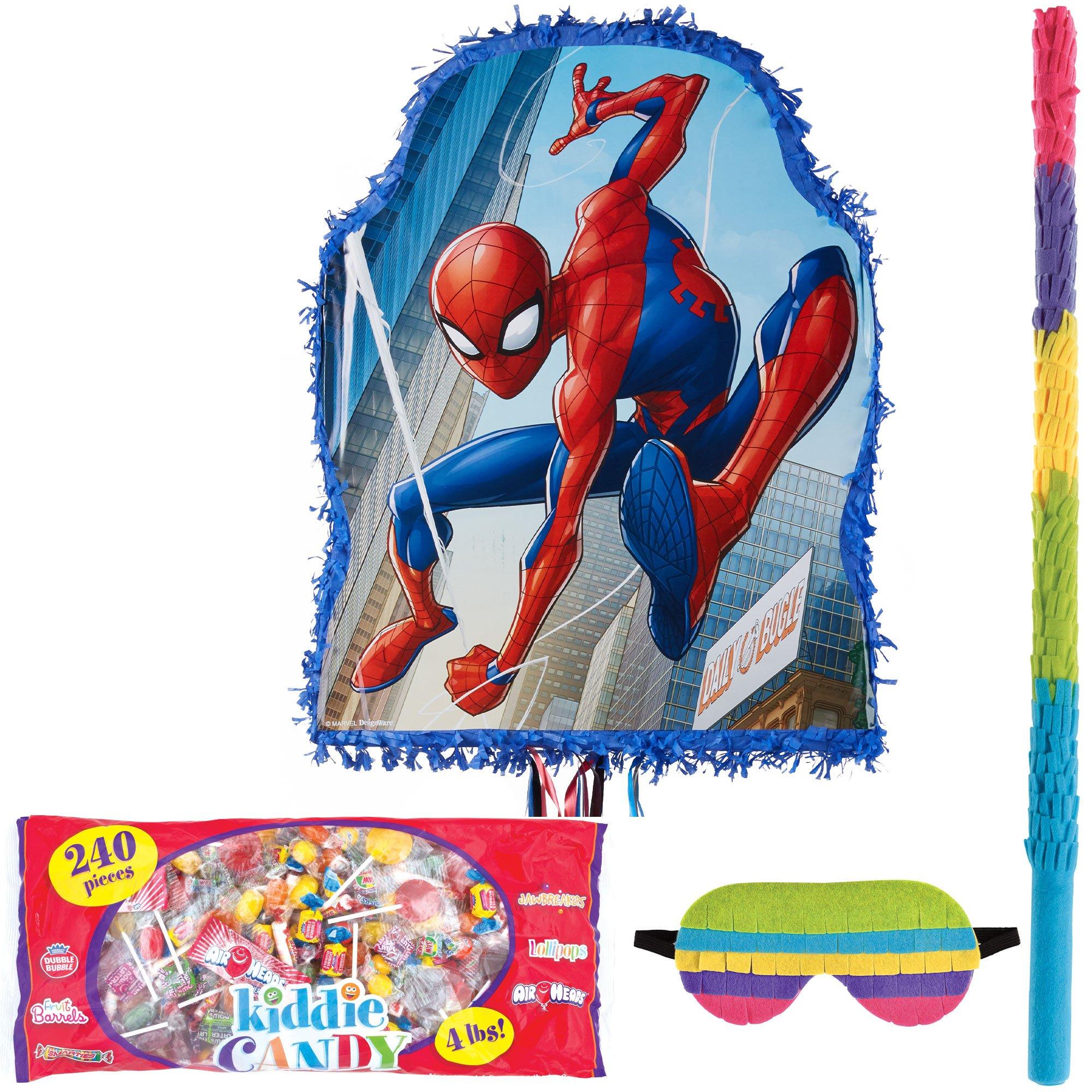 Pull String Blue Spider-Man Pinata 17in x 21 1/2in