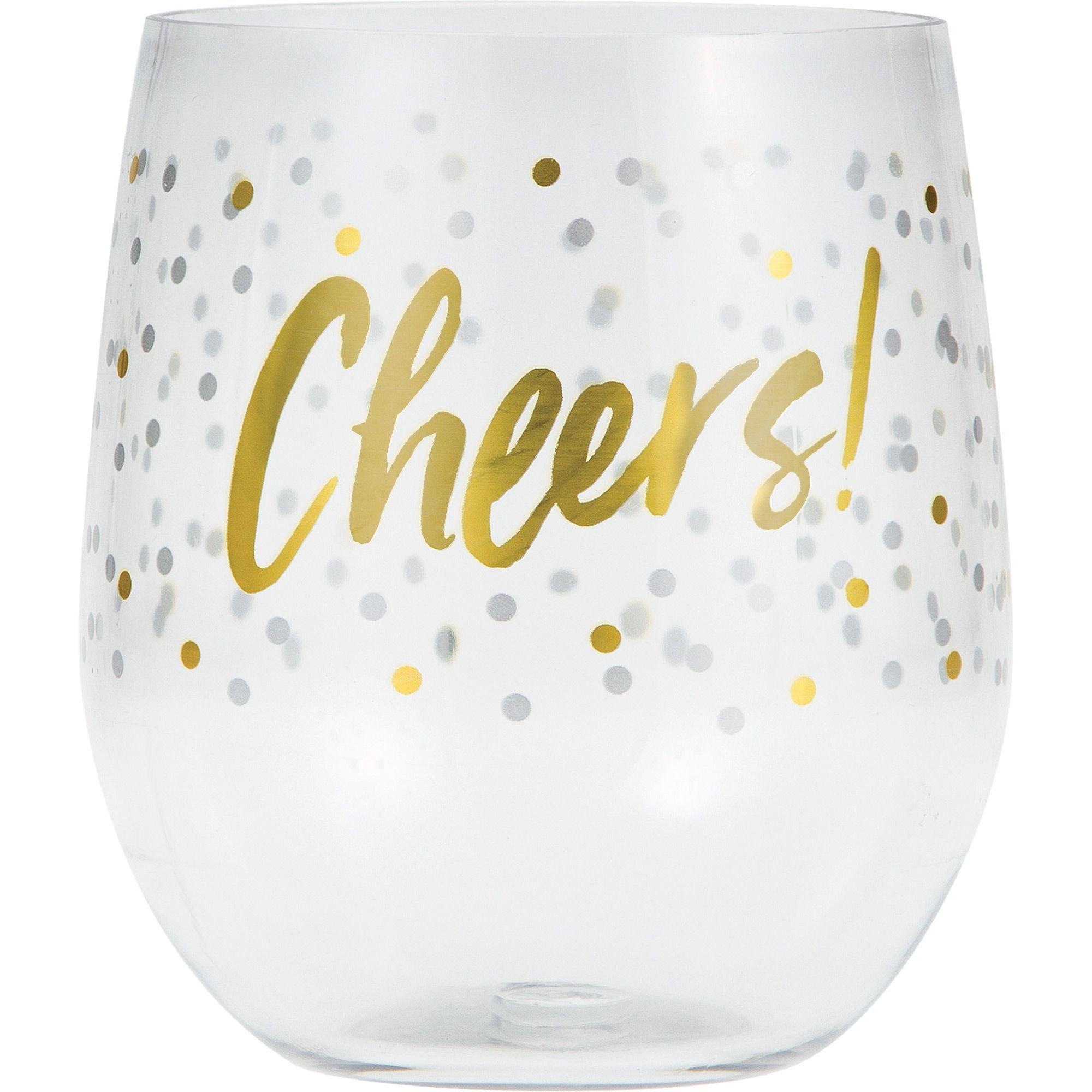 Cheers Plastic Stemless Wine Glass 14oz Party City