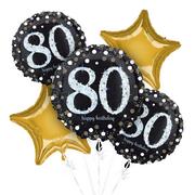 80th Birthday Balloon Bouquet 5pc - Sparkling Celebration