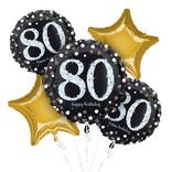 80th Birthday Balloon Bouquet 5pc - Sparkling Celebration