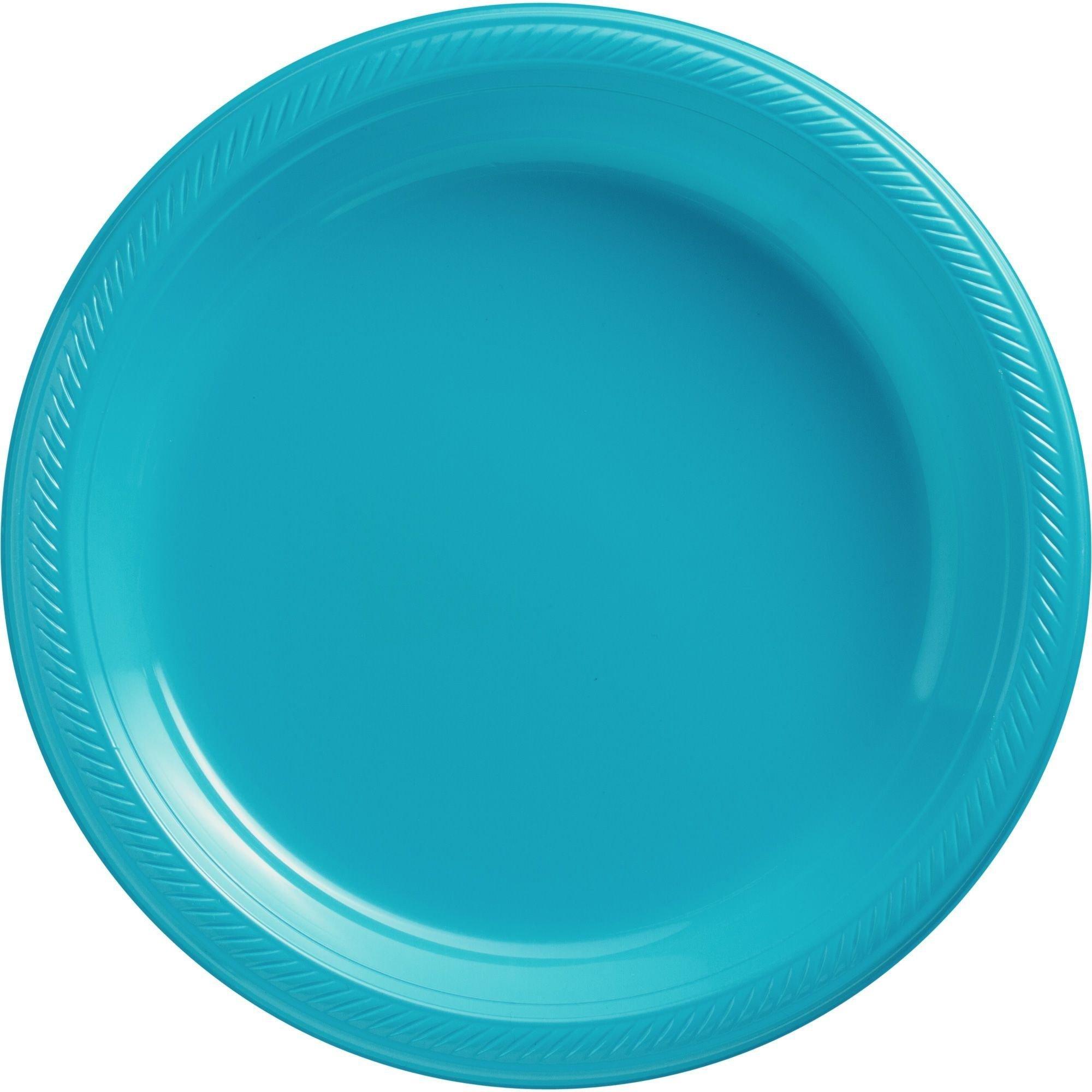 Caribbean Blue & Kiwi Green Plastic Tableware Kit for 50 Guests Party