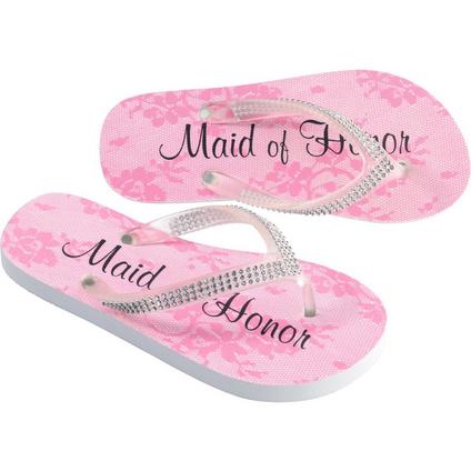 Adult Large Pink Maid of Honor Flip Flops