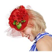 Clip-On Red Rose Fascinator Hat