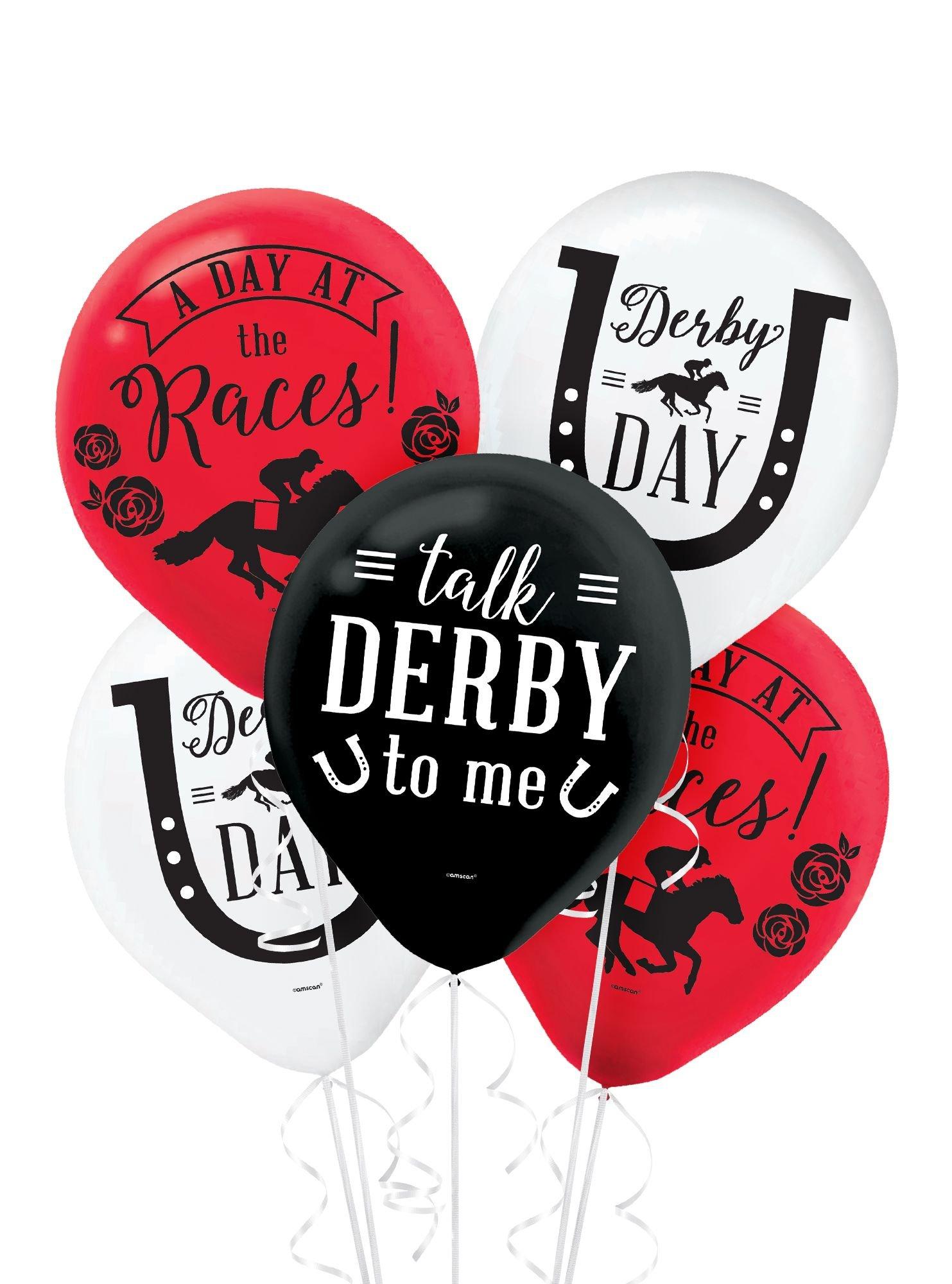 15ct, 12in, Horse Racing Derby Day Latex Balloons