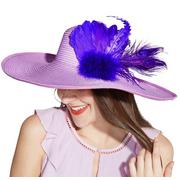 Purple Feather Floppy Hat