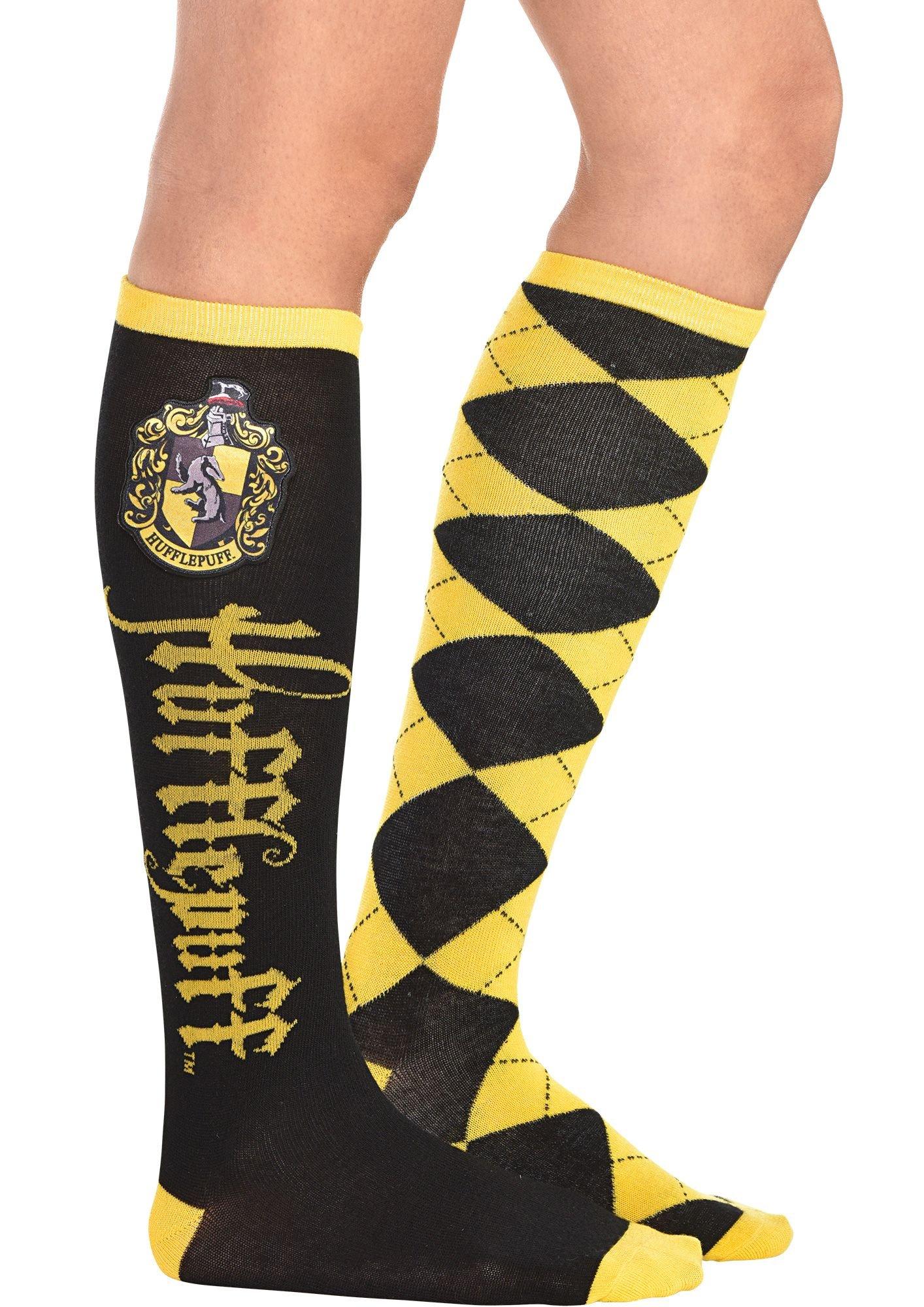 Adult Mismatched Hufflepuff Knee-High Socks - Harry Potter | Party