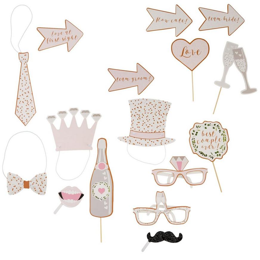 Pink Wedding Photo Booth Props 16ct
