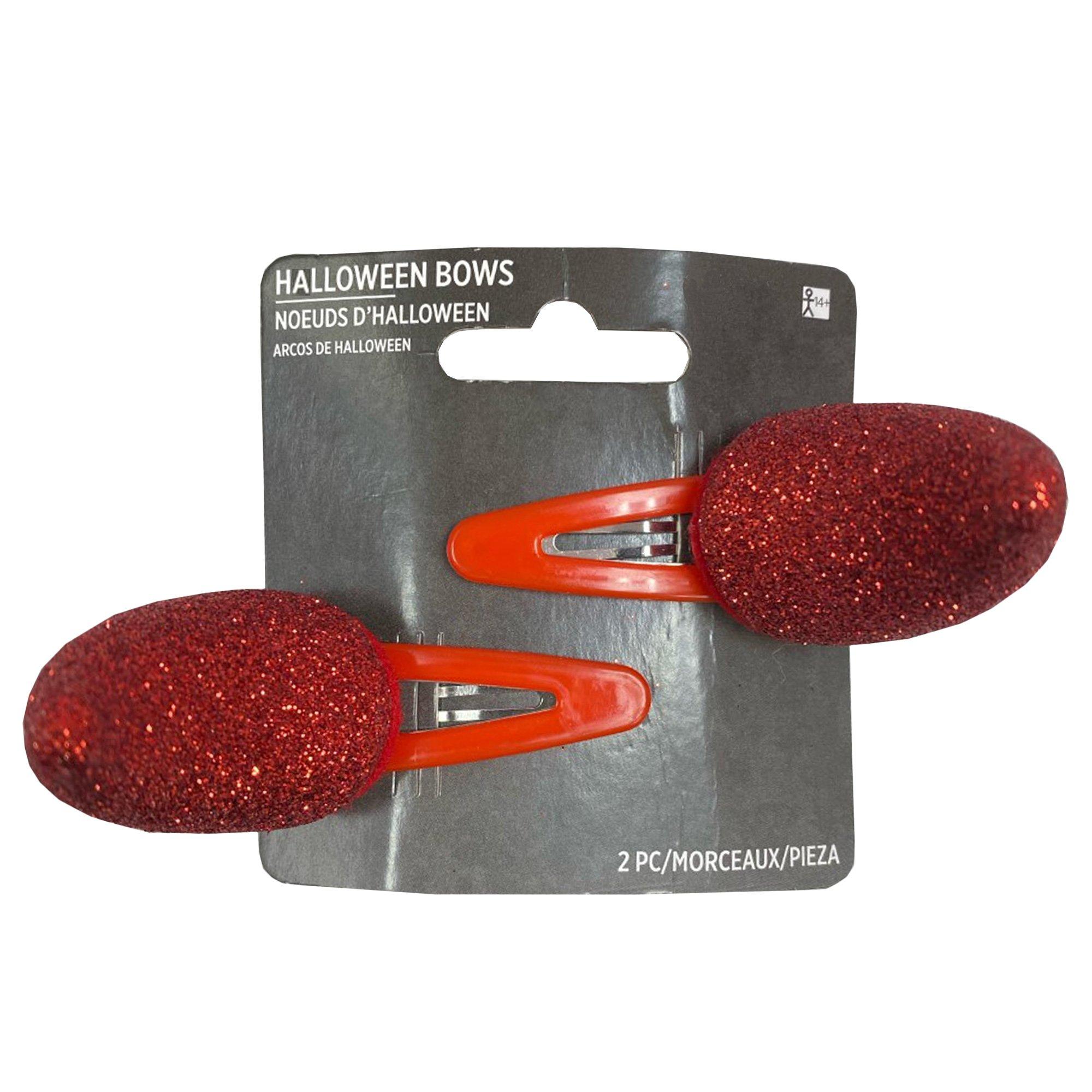 Glitter Red Devil Horn Hairclips, 2pc