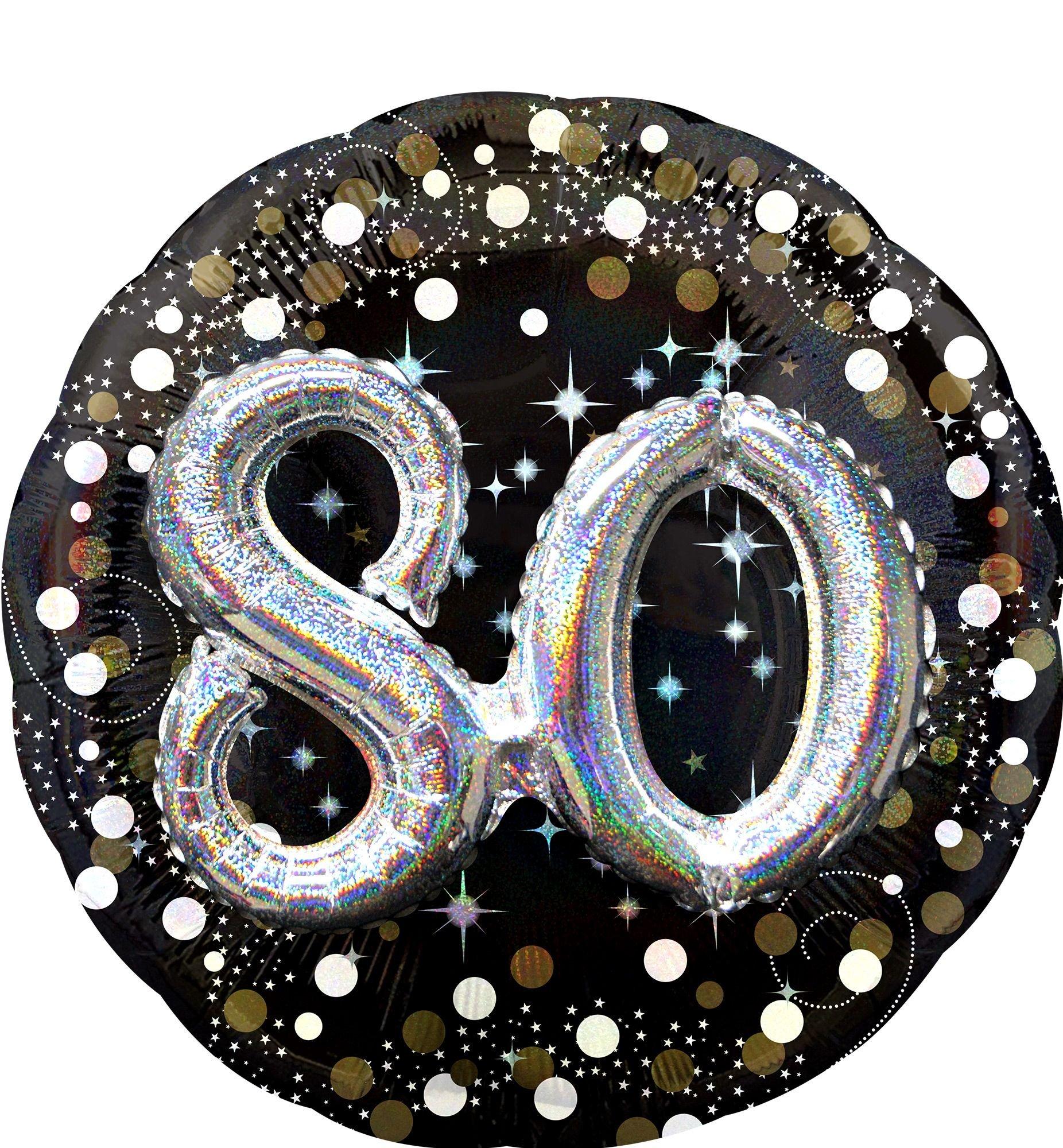80th Birthday Balloon - 3D Sparkling Celebration, 36in