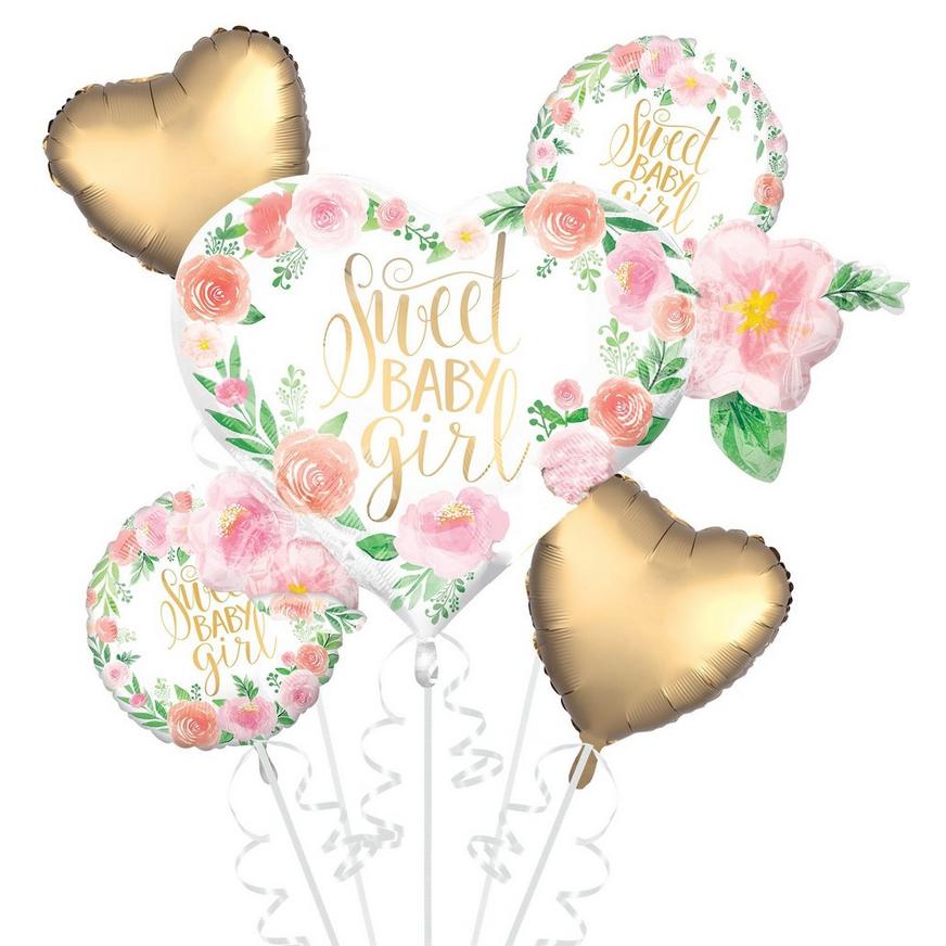 Kampioenschap Shipley Gymnast Floral Sweet Baby Girl Balloon Bouquet 5pc | Party City