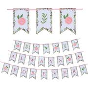 Floral Greenery Always & Forever Pennant Banner