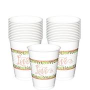 Floral Greenery Plastic Cups 25ct 