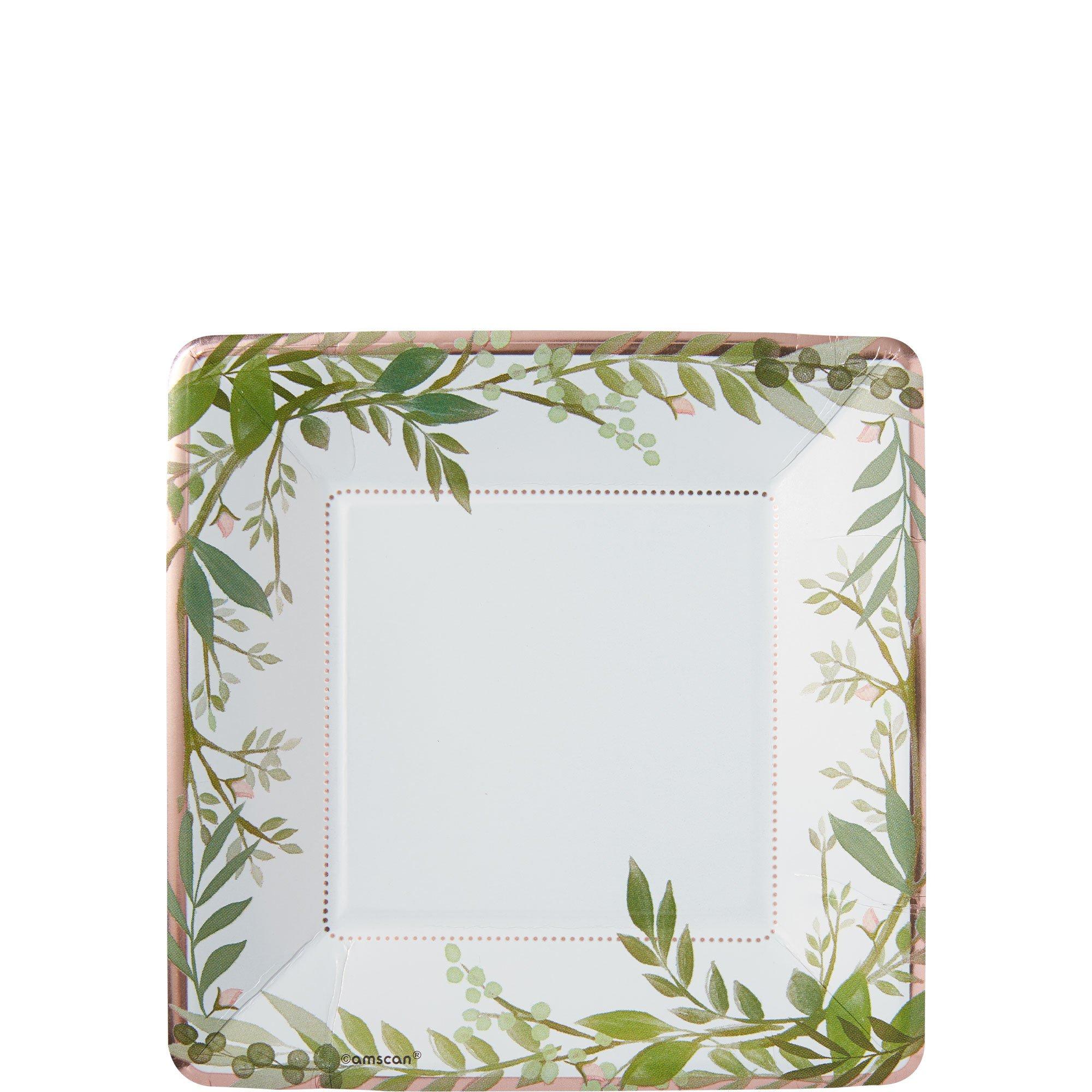 Metallic Floral Greenery Dessert Plates 8ct