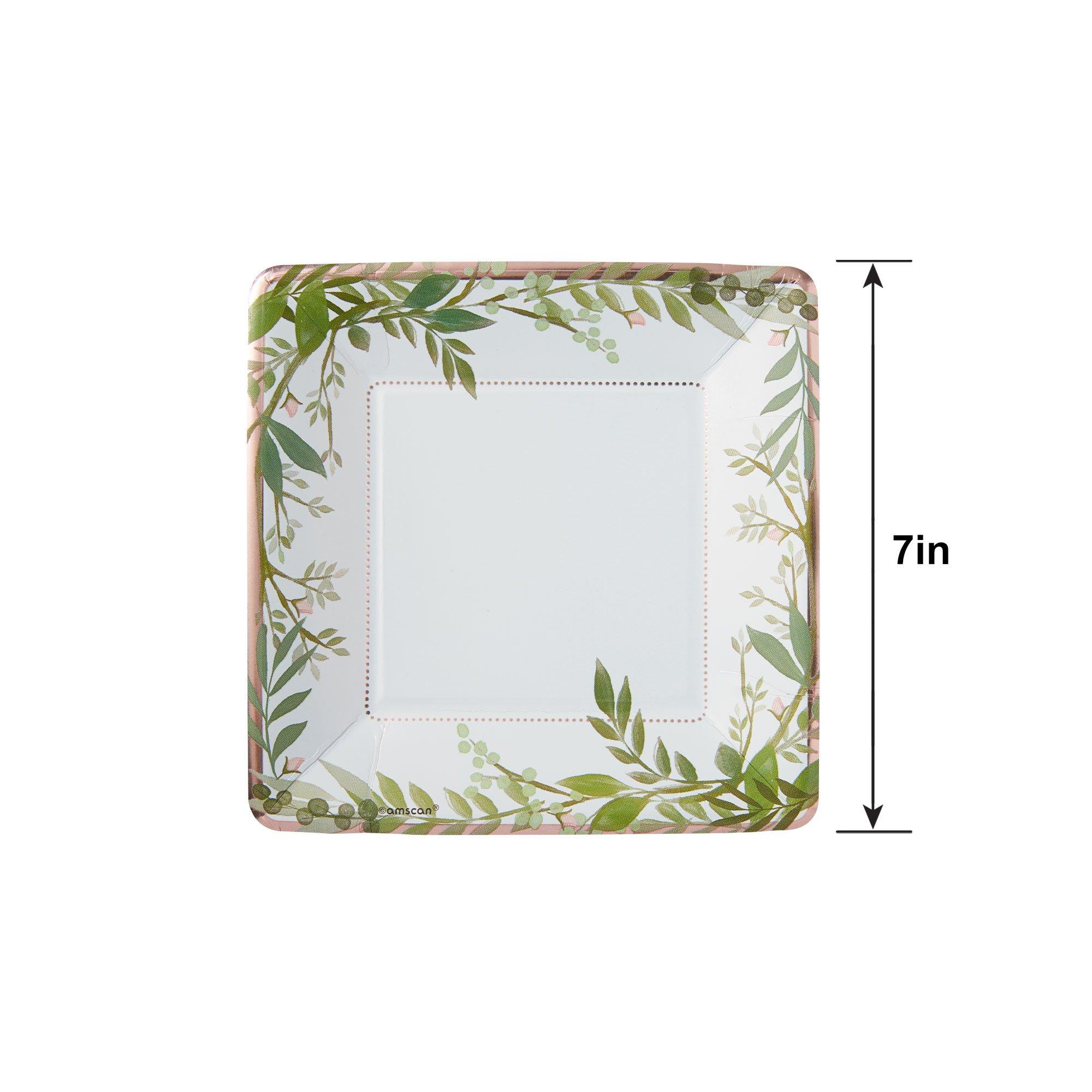 Metallic Floral Greenery Dessert Plates 8ct