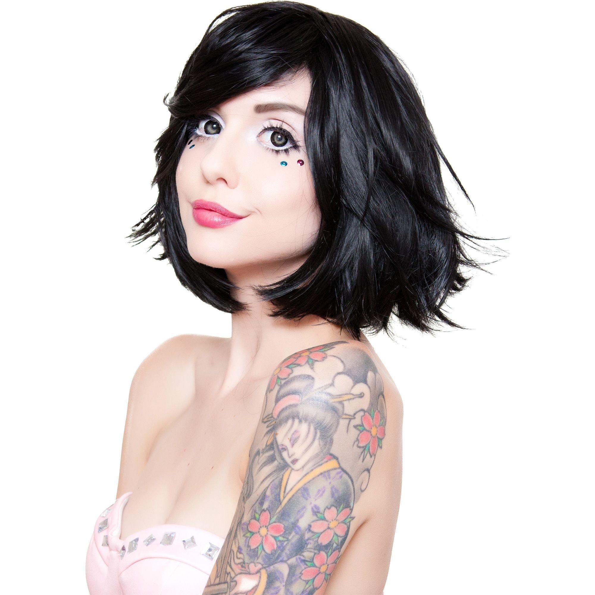 Short black hair clearance costume wig