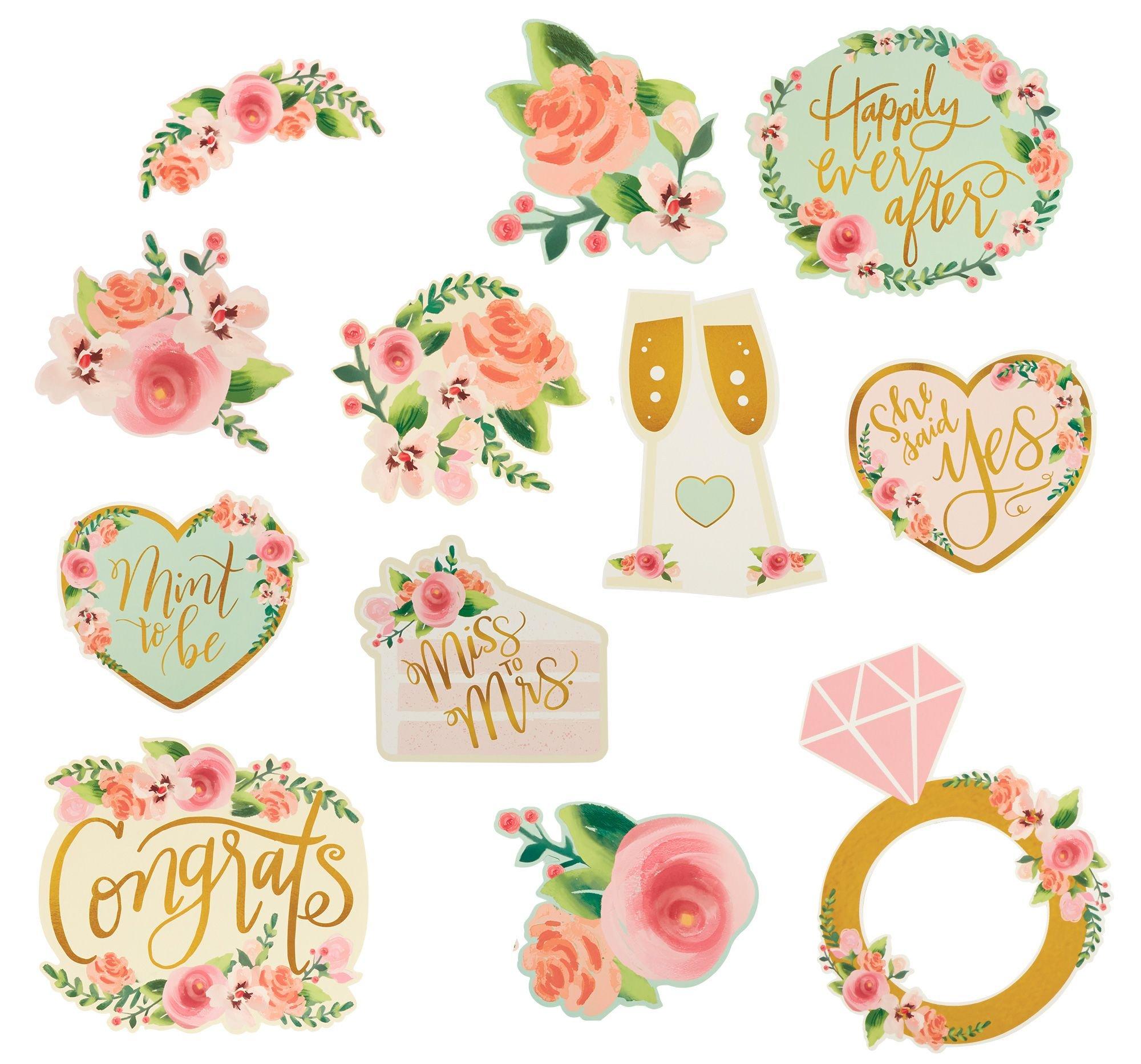 Mint Floral Wedding Cutouts 12ct