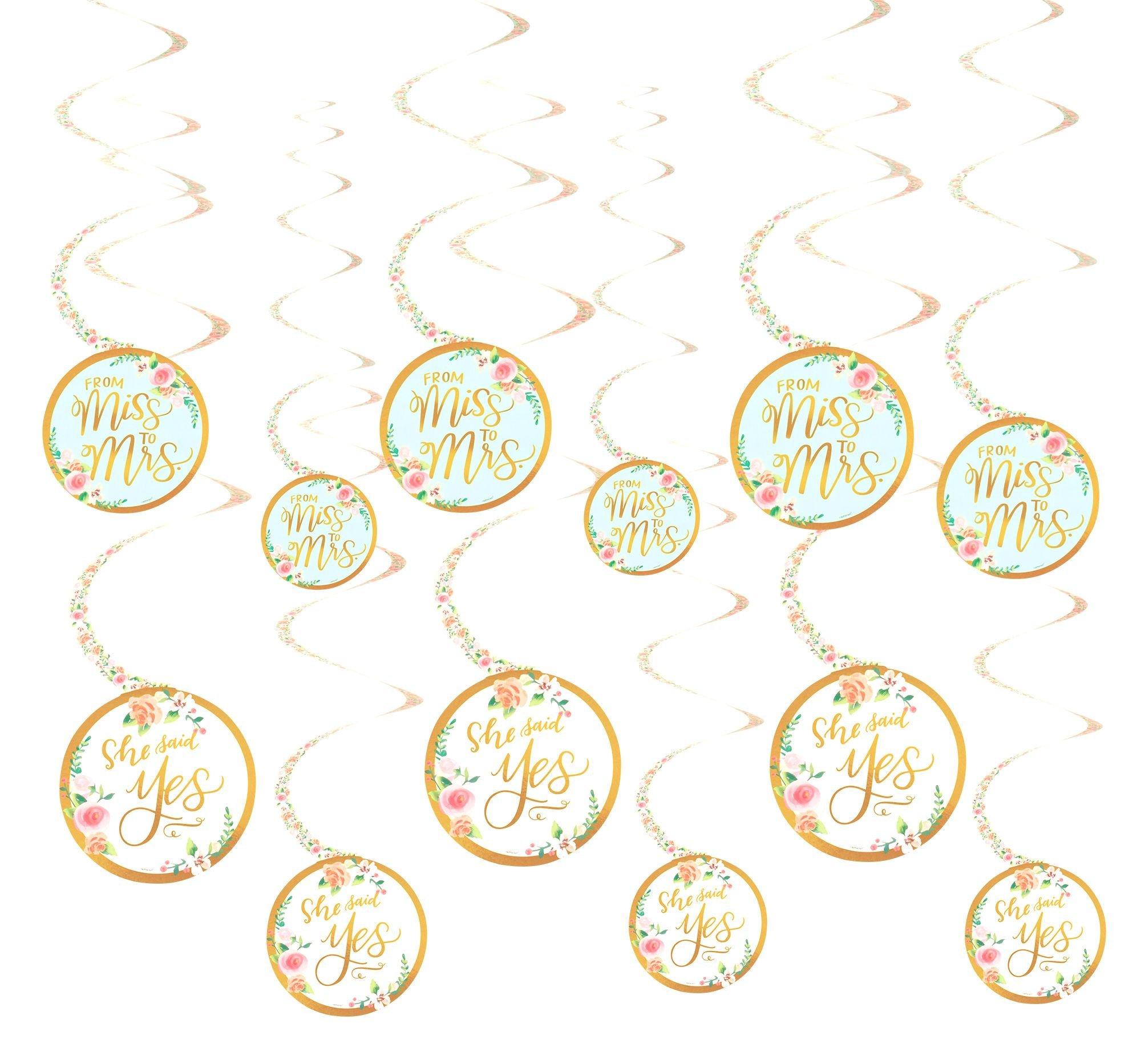 Mint Floral Wedding Swirl Decorations 12ct