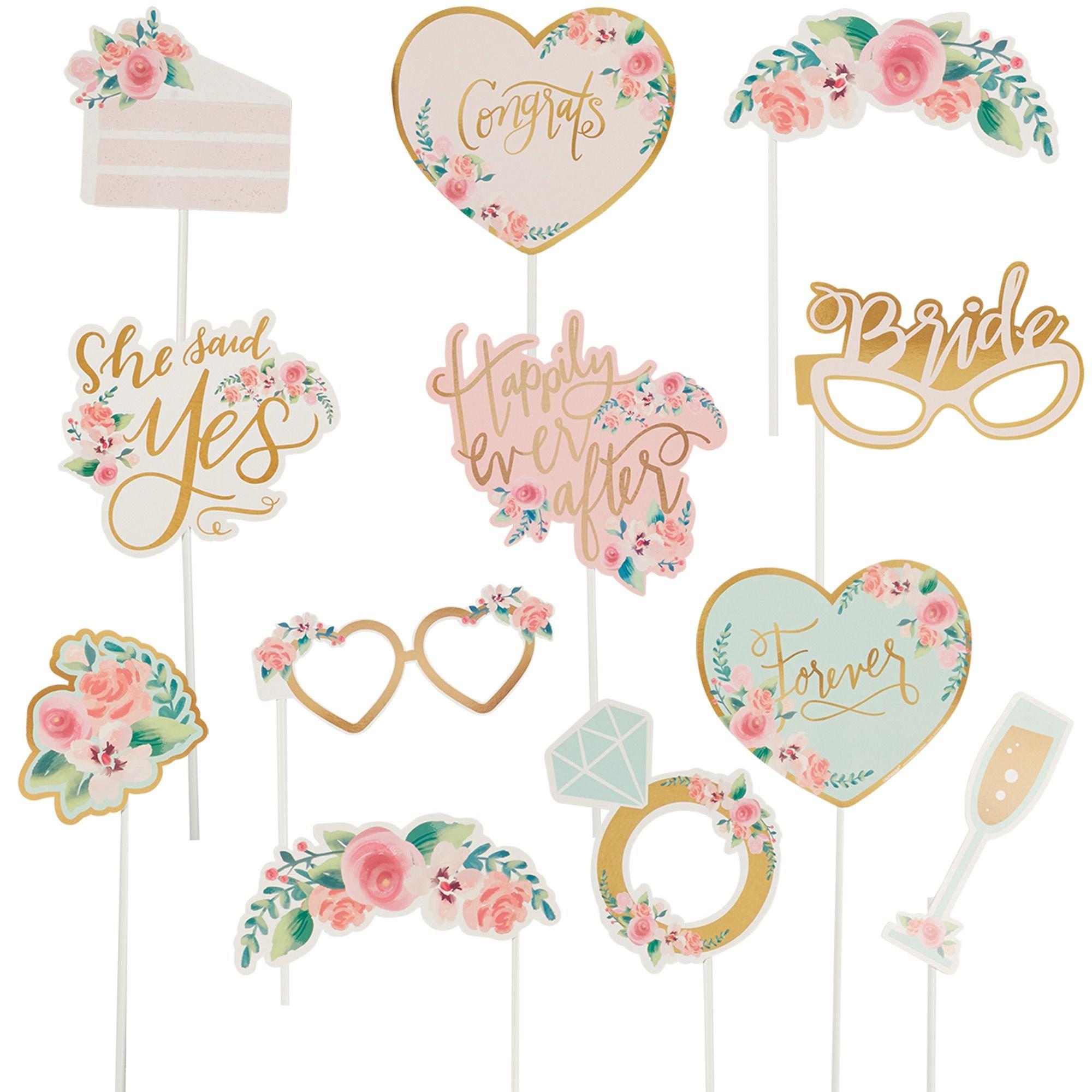 Mint to Be Floral Photo Booth Props 13ct | Party City