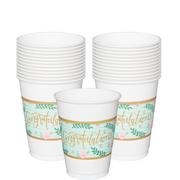 Mint to Be Floral Plastic Cups 25ct