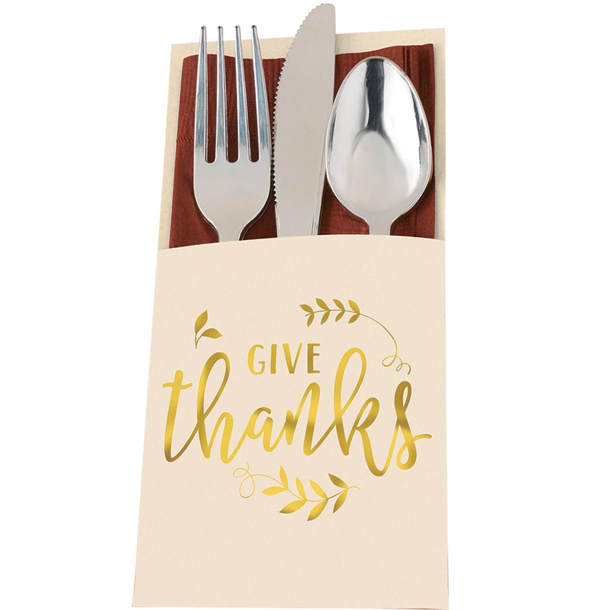 Give Thanks Thanksgiving Cutlery Holders 12ct | Party City