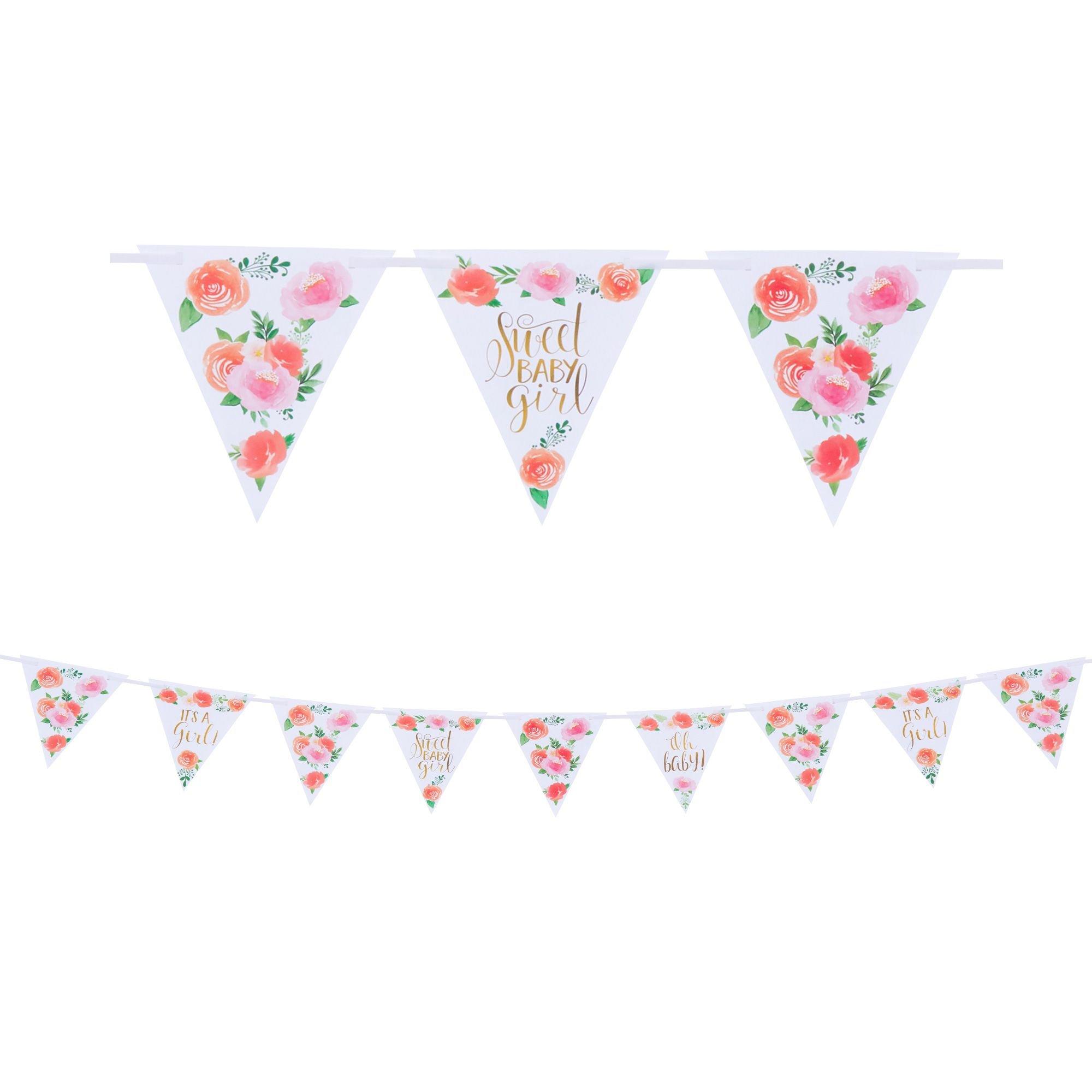 Floral Baby Pennant Banner