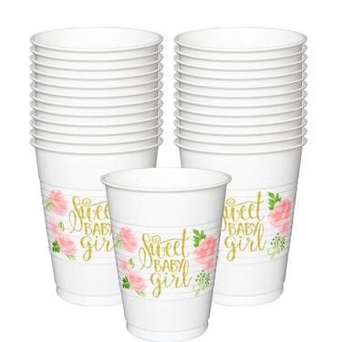 Floral Baby Plastic Cups 25ct - Size - 16oz Cup