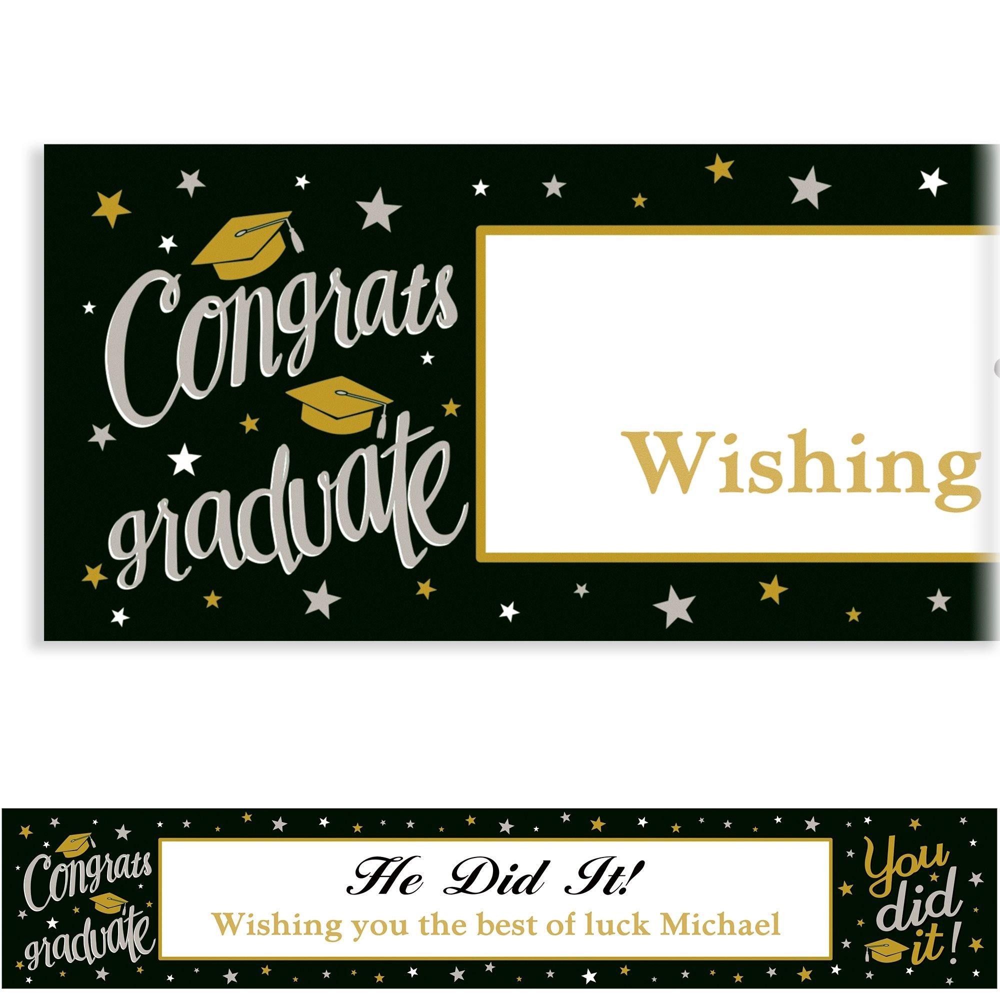 Custom Black & Gold Congrats Grad Banner