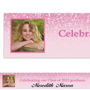 Custom Shimmery Pink Graduation Photo Banner   