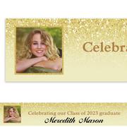 Custom Shimmery Gold Graduation Photo Banner   