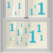 Blue Glitter Number 1 Cling Decals 36ct