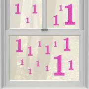 Pink Glitter Number 1 Cling Decals 36ct