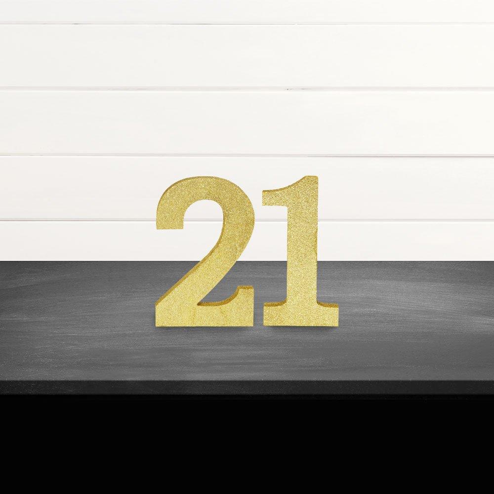 Glitter Gold 21 MDF Sign Set, 9in Numbers