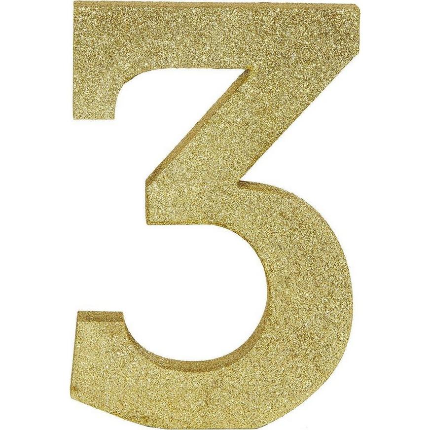 Glitter Gold 30 MDF Sign Set, 9in Numbers