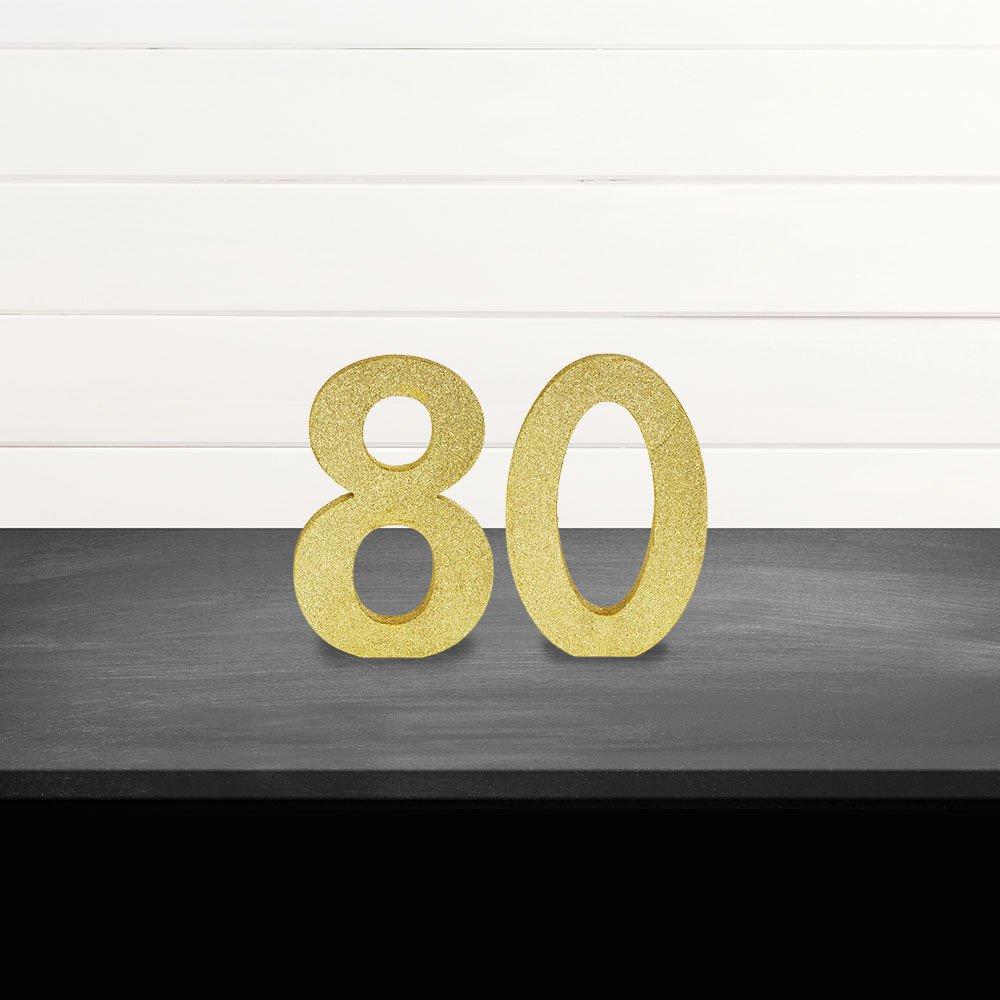 Glitter Gold 80 MDF Sign Set, 9in Numbers Party City