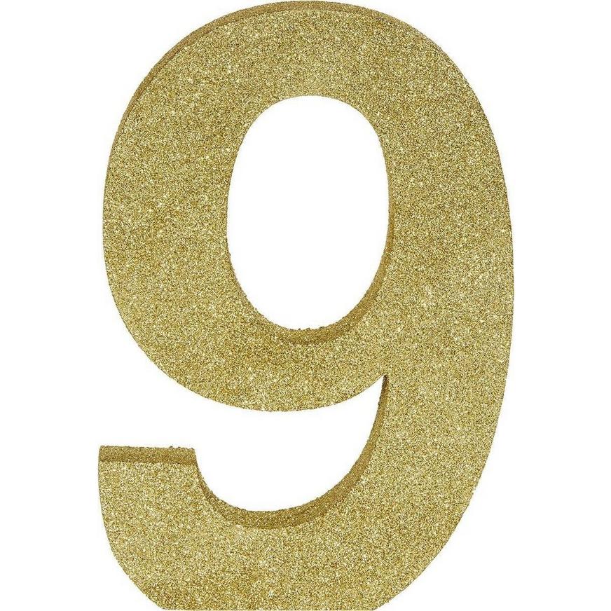Glitter Gold 90 MDF Sign Set, 9in Numbers