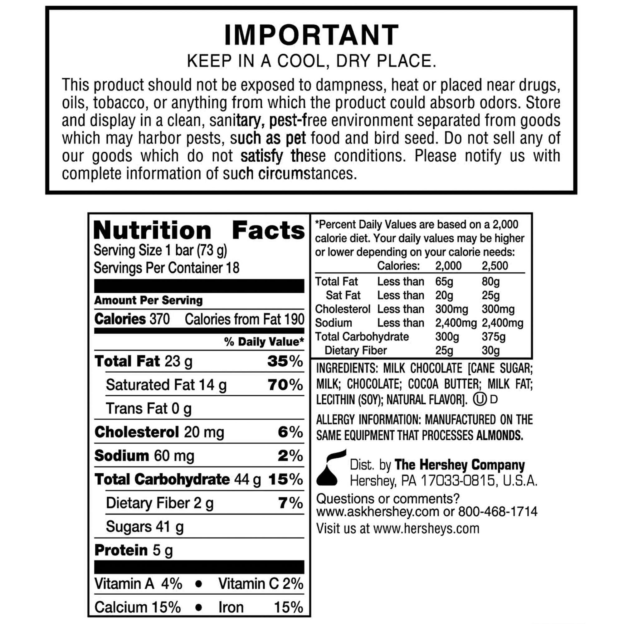 Milk Chocolate King Size Hershey's Bars 18ct Party City