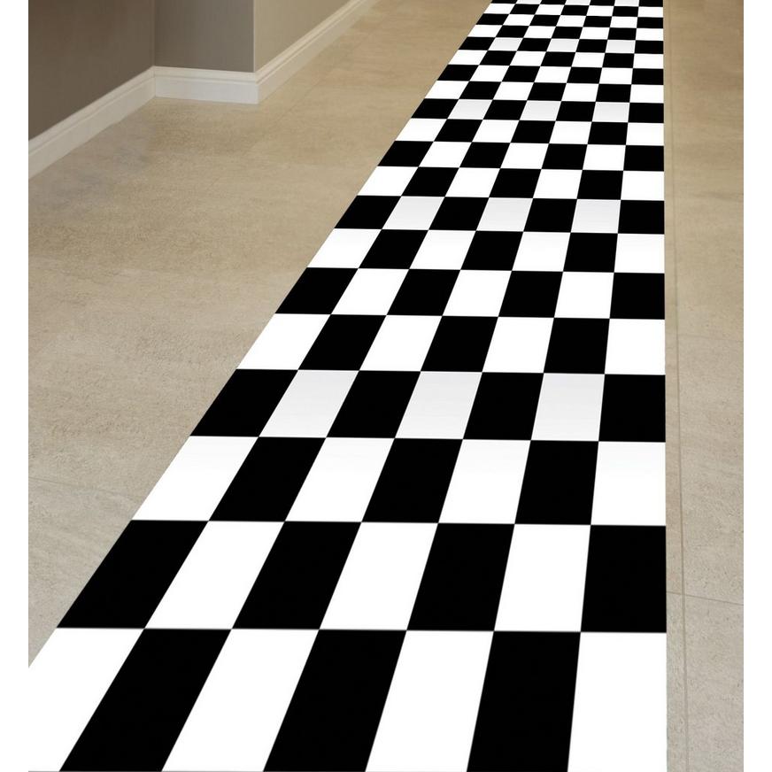 Black & White Checkered Floor Runner