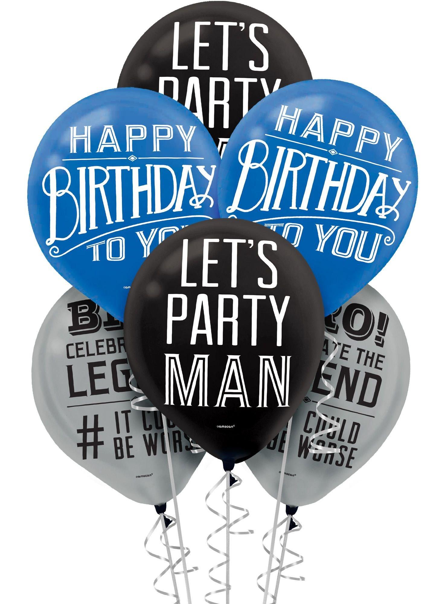 15ct, 12in, Happy Birthday Classic Latex Balloons