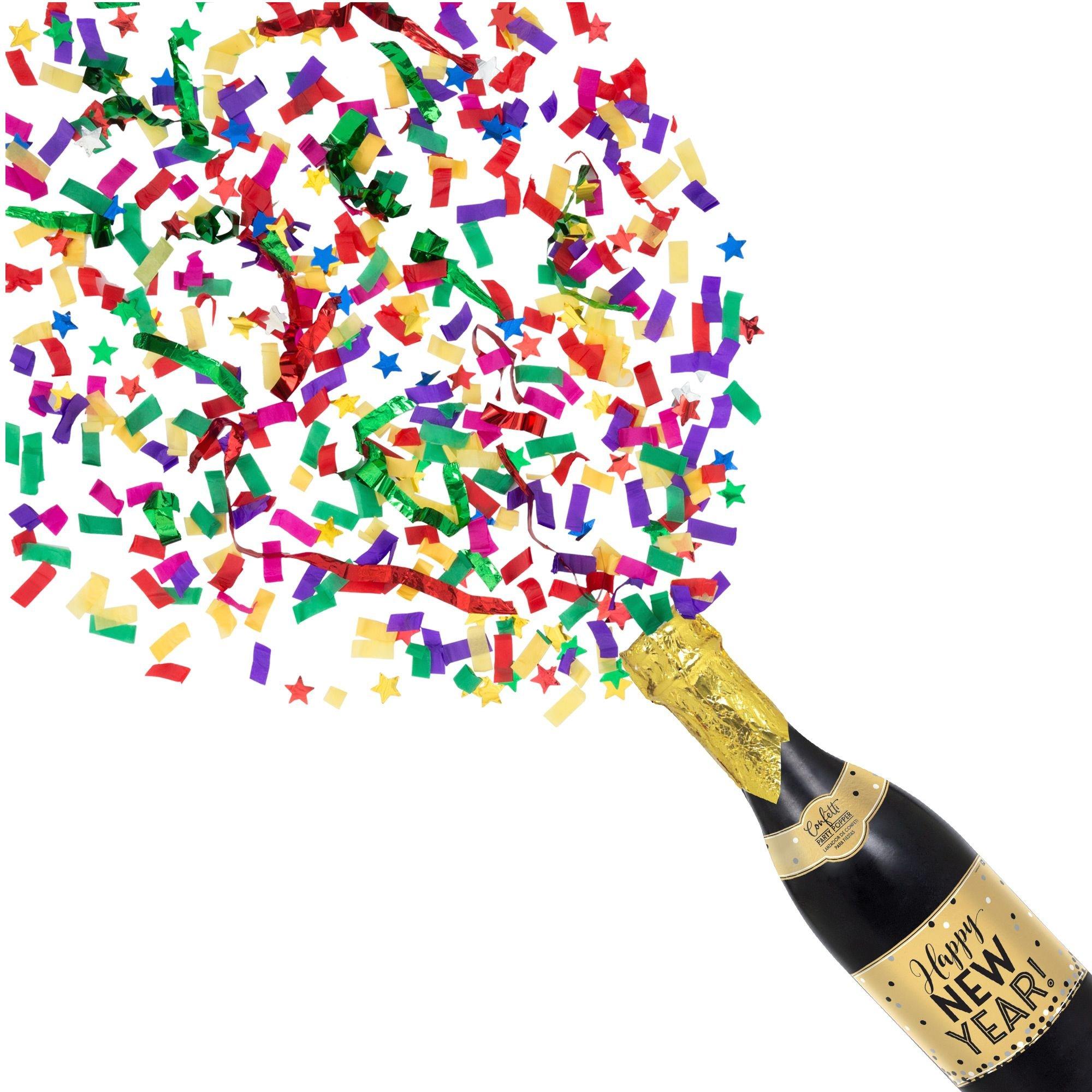 Happy New Year Champagne Bottle Confetti Popper 4 1/2in x 18in Party City