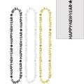 Black, Gold & Silver Happy New Year Bead Necklaces 3ct