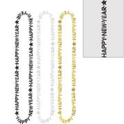 Black, Gold & Silver Happy New Year Bead Necklaces 3ct