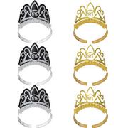 Glitter Black, Silver & Gold New Year's Eve Tiaras 6ct