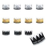 Glitter Black, Gold & Silver Happy New Year Crowns 12ct