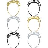 Glitter Black, Gold & Silver Cheers Headbands 6ct